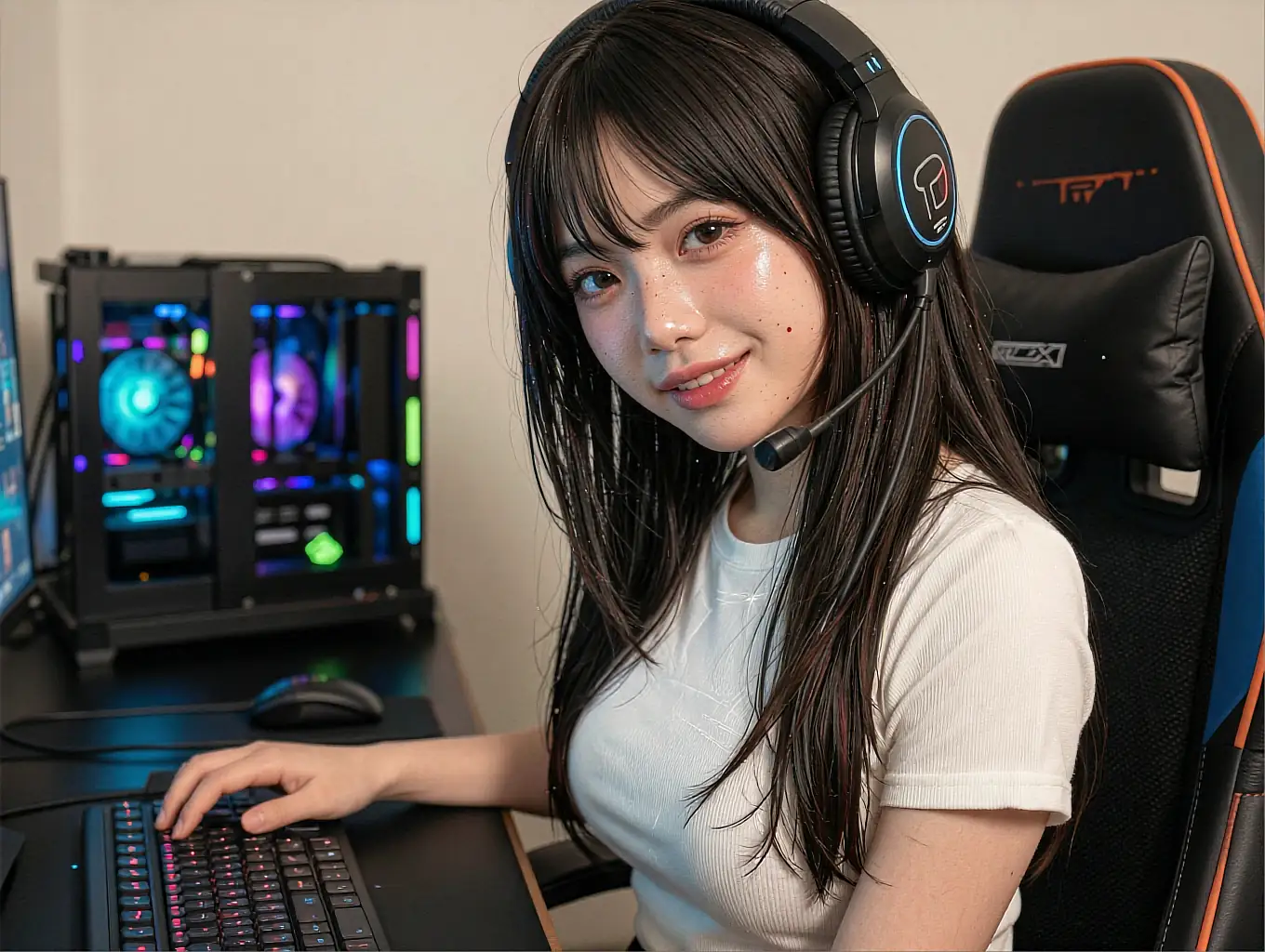 An AI girlfriend staying in character through a roleplay scene
